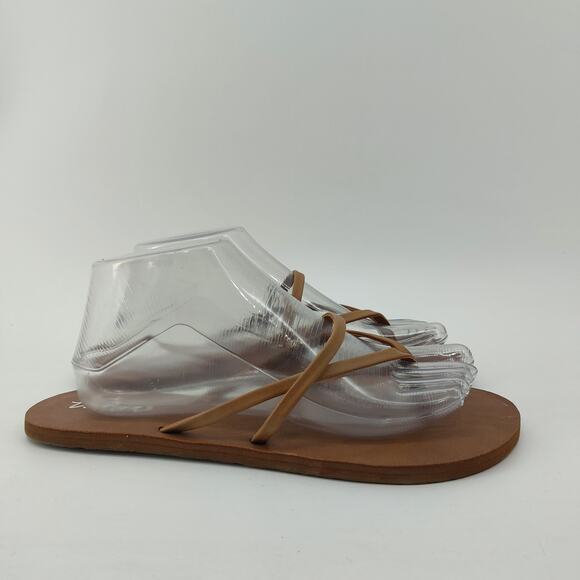 Volcom Strappy Women's Beige Brown Flat Sandals Size 8 - 8.5 - Picture 4 of 9